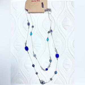 🆕 Ruby Rd Multi-Bead Pendant Necklace – Blue & Silver – NWT